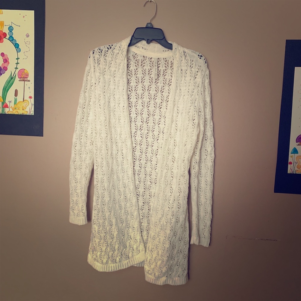 Long, knit cardigan